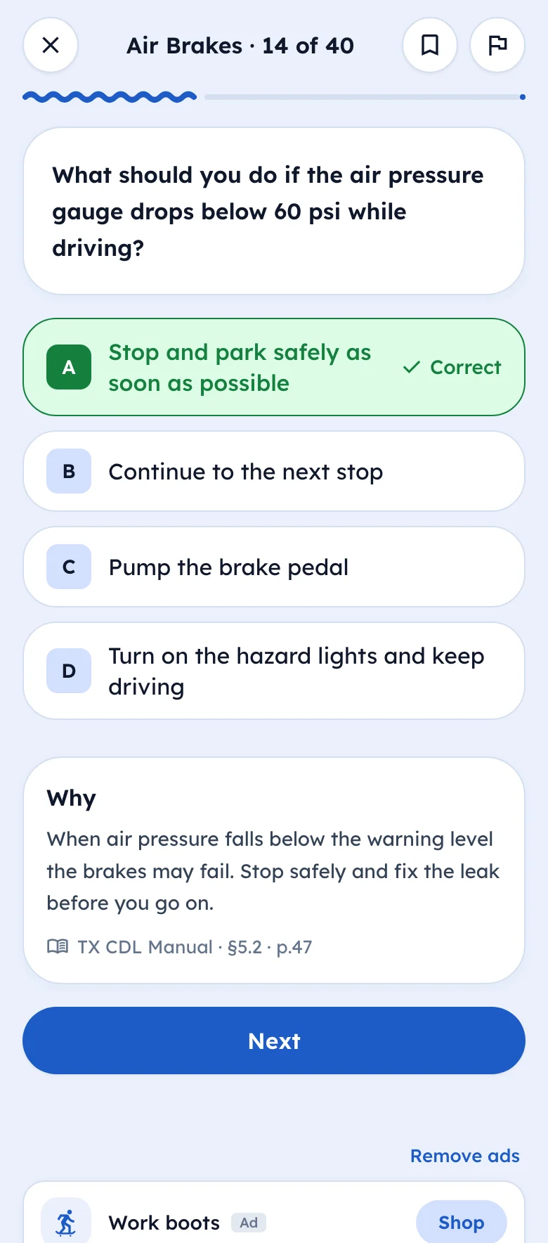 Instant feedback on every practice question