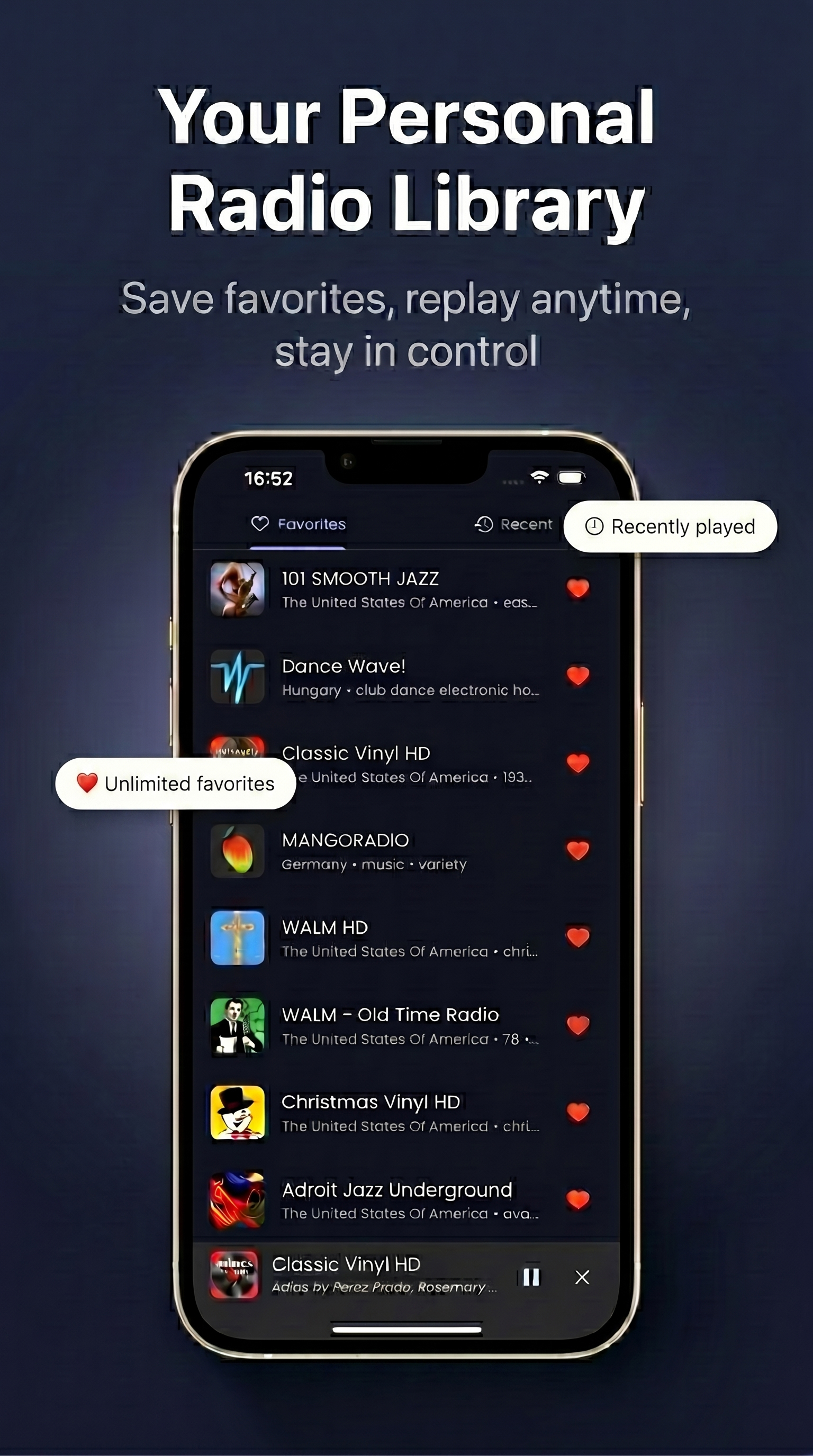 Full-screen player with controls