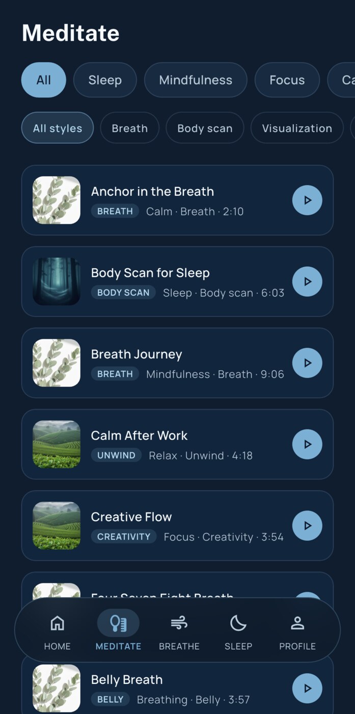 Browse the meditation library